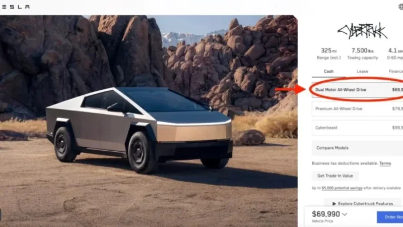 Tesla Raises Cybertruck AWD Price to $70,000 Amid Artificial Demand