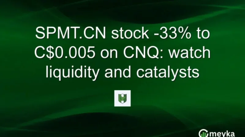 SPMT.CN Plummets 33% to C$0.005 on CNQ: Monitor Liquidity and Catalysts