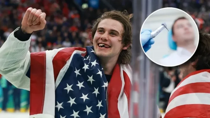 Jack Hughes Showcases His Iconic Toothless Gold Medal Smile