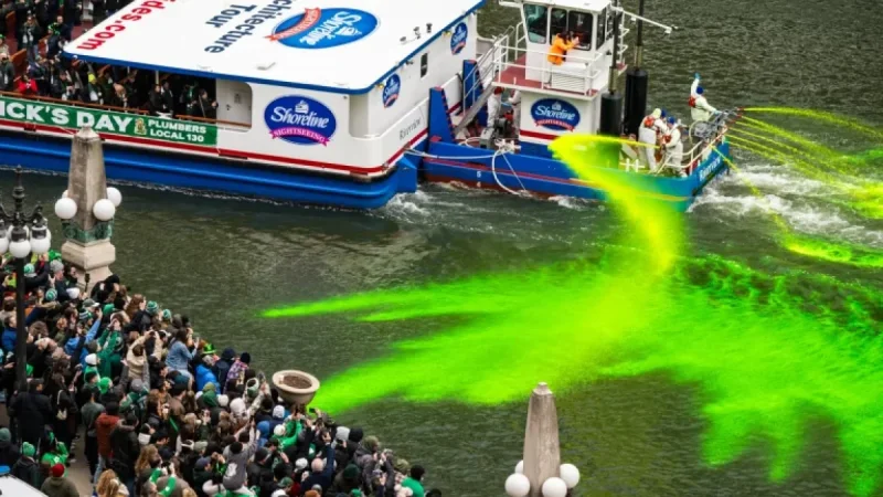 Green on the Chicago River: A rite of passage, a guarded recipe, and a city crowding the bridges