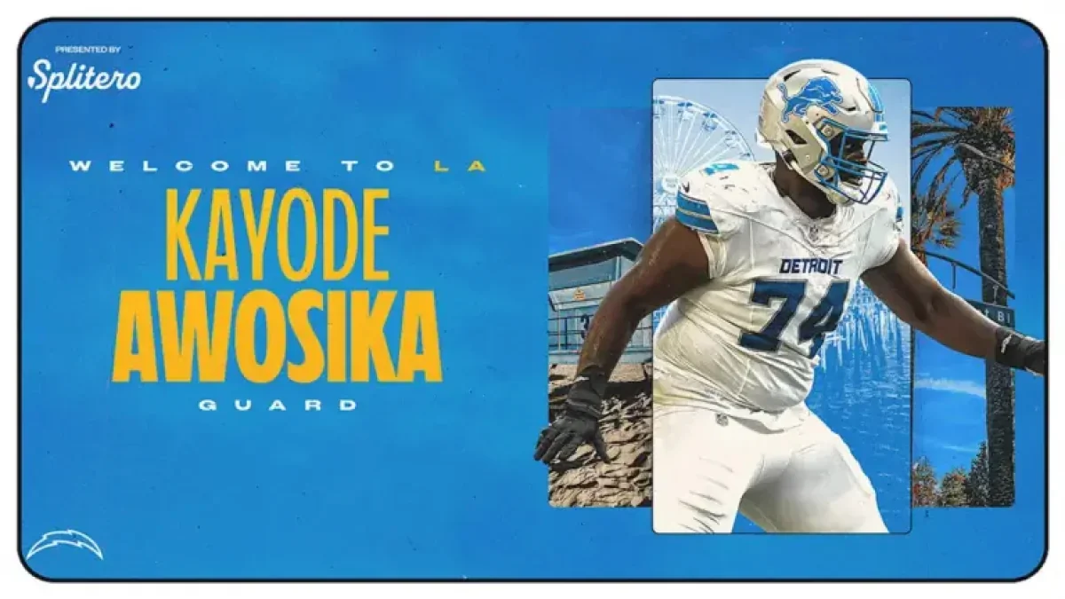 Kayode Awosika joins the Chargers — a “depth” move that quietly signals ...