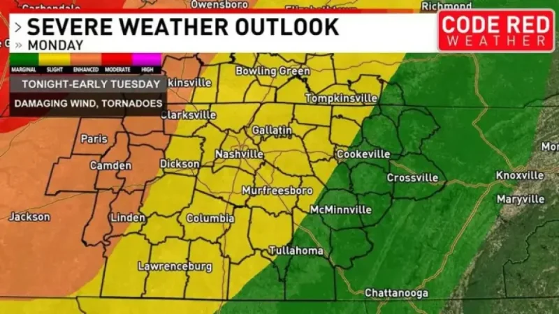 Nashville Severe Weather: Tornado Watches Expand Across Middle Tennessee and Southern Kentucky