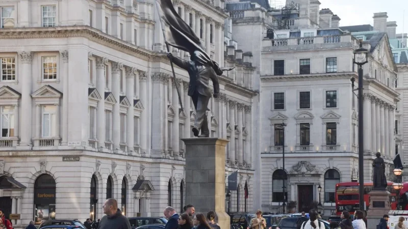 Banksy Statue London Appears in Waterloo Place Overnight