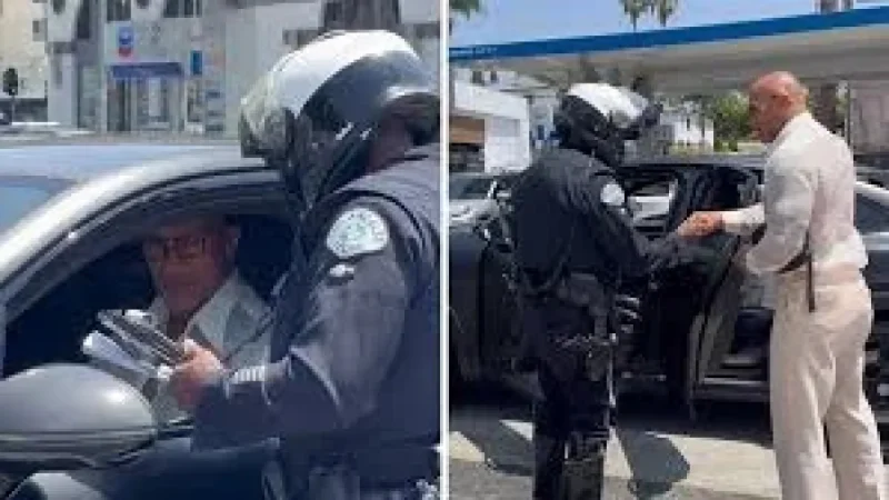 The Rock Pulled Over After Walk of Fame Ceremony in Los Angeles
