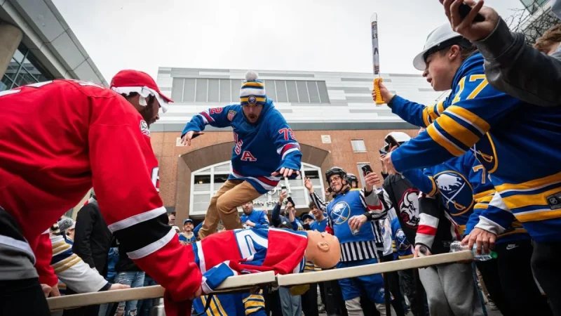 Dylan Hoerner Leaps Into Table Before Game 1, Buffalo Sabres Players Watch