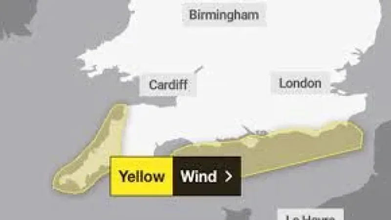 Met Office Issues Yellow Warning for Uk South Coast Strong Winds