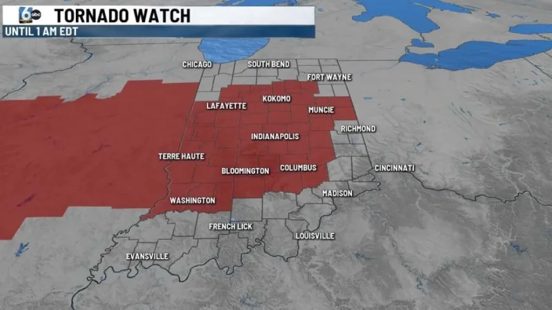 Indiana tornado watch covers 47 counties, includes Indianapolis — Tornado Near Me