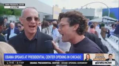 Tom Hanks takes a playful swipe at MS NOW during Obama center opening