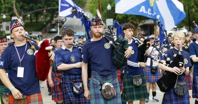 Tartan Army marcha en Boston antes de Scotland Vs Morocco