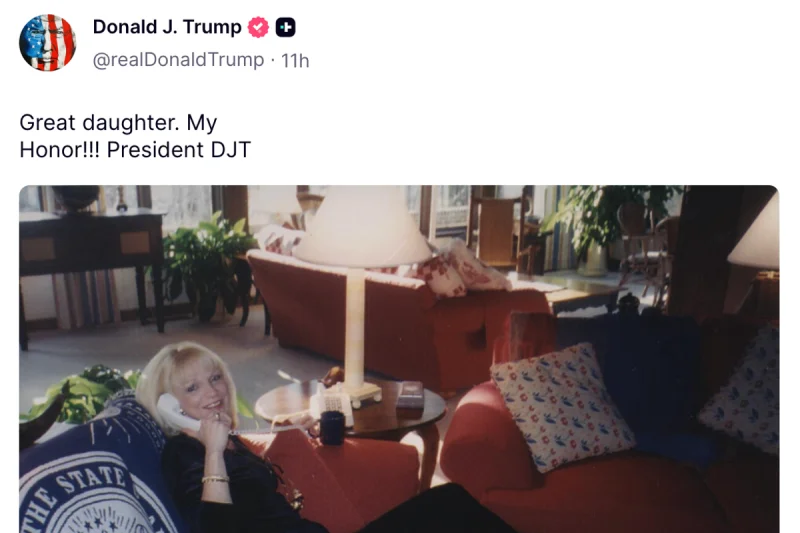 Donald Trump Posts Truth Social Photo, Calls Margo Catsimatidis ‘Great Daughter’