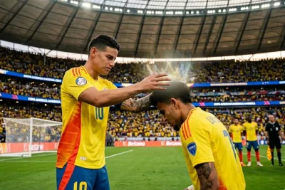 James Rodriguez and Luis Diaz trade crown gestures in Ballon D'or build-up