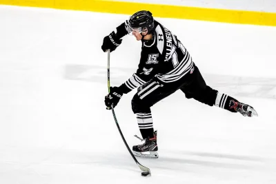 Xavier Villeneuve projects near No. 28 with Montreal Canadiens