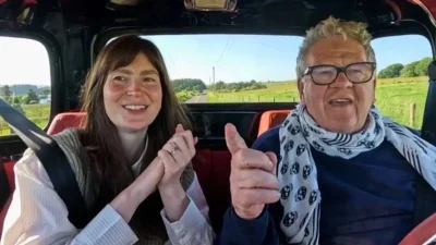 Natasha Raskin Sharp met Joe Sharp on Celebrity Antiques Road Trip