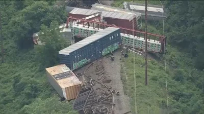 Bensalem Township Train Derailment Sends 5-10 Cars Off Tracks