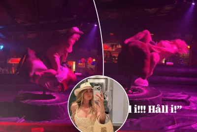 Victor Lindelöf Wife Maja Rides Mechanical Bull in Texas