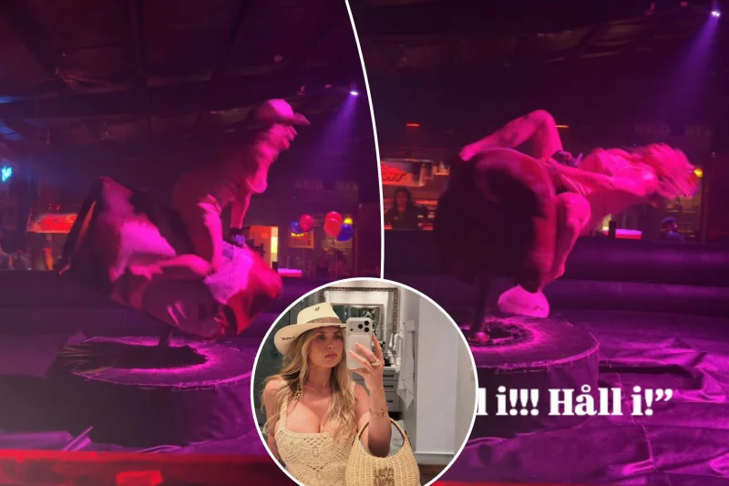 Victor Lindelöf Wife Maja Rides Mechanical Bull in Texas