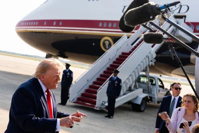Donald Trump Takes First Qatar Air Force One Flight to North Dakota