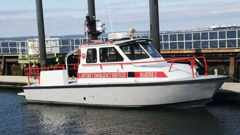 Carteret Fire Department Boat sunk by whale strike in Raritan Bay