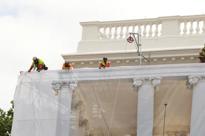 Donald Trump’s White House Columns get tarps over North Portico repairs