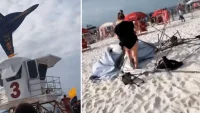 Blue Angels review low pass over Pensacola Beach, Florida