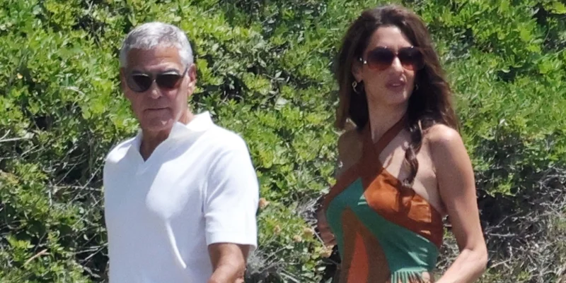 Amal Clooney Wears Vintage Mugler in Capri on George Clooney Amal Clooney Italian Vacation