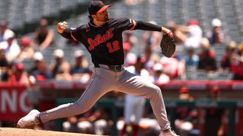 Casey Mize leaves after hand injury on Jo Adell grounder
