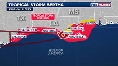 National Hurricane Center expands Bertha Update west to Sargent, Texas