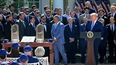 Dodgers give Donald Trump a jersey with no. 47 and a replica World Series ring — Clayton Kershaw and the champions make their White House point