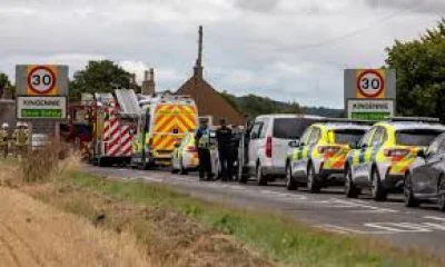 Around ten police vehicles close Drumsturdy Road into Kingennie