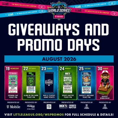 Daily Giveaways, App-Based Extras and Souvenir Pins Shape the Little League World Series 2026 Fan Plan