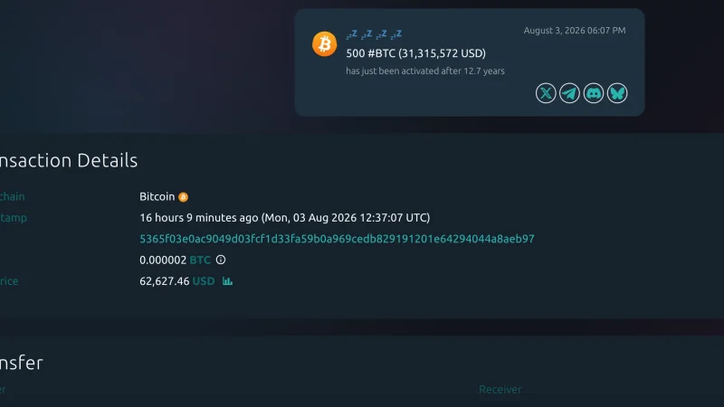 ZachXBT Spots 500 BTC Move in Dormant Bitcoin Wallets Moving Funds