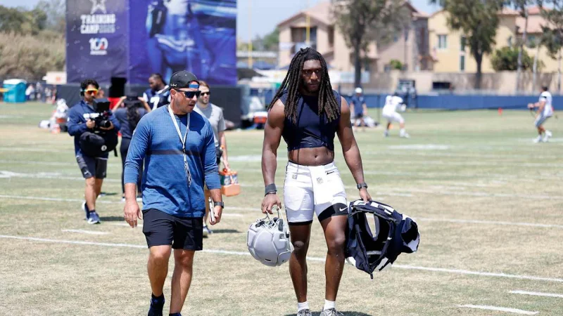 Jaishawn Barham leaves Thursday practice with apparent groin injury, and Brian Schottenheimer has a camp complication on his hands
