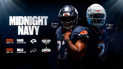 Midnight Navy is back for Week 3 and Week 16 — the Broncos are dressing like a team that expects Thursday Night Football-level pressure
