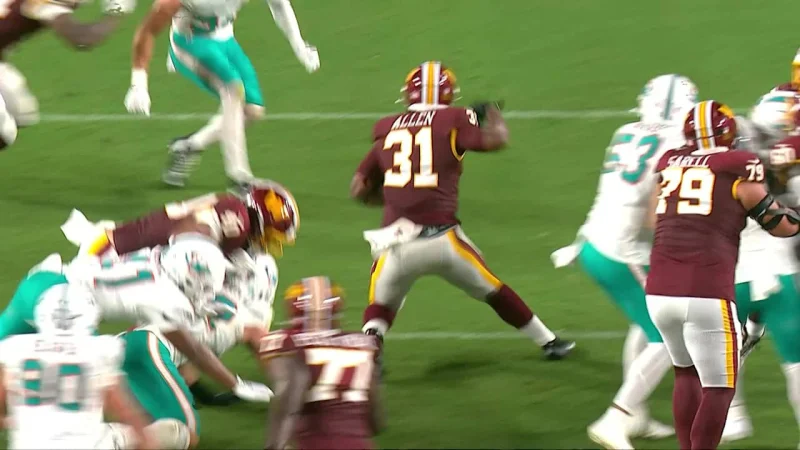 Kaytron Allen closes Nfl game with 12-yard rush for Washington Commanders