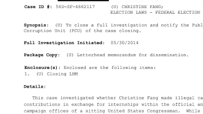 Declassified FBI records show Eric Swalwell probe into Fang Fang