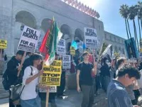 Ingrid Villeda patrols Los Angeles Unified School District before class