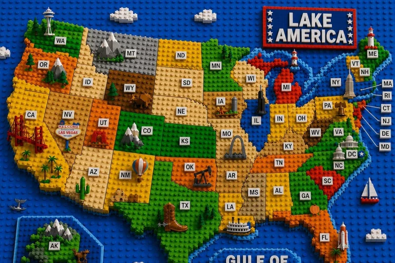 Donald Trump Pushes Lake America Map in White House Post