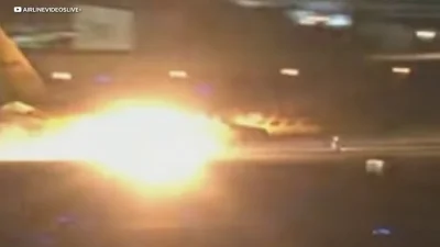 DHL jet’s rear tires catch fire on Los Angeles International Airport landing