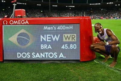 Alison Dos Santos sets 45s80 world record in Zurich as he beats Karsten Warholm again