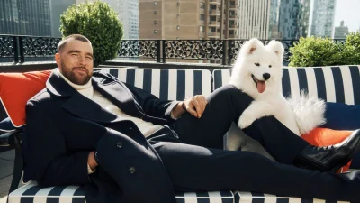 Travis Kelce Unveils Samoyed in Tommy Hilfiger Campaign — Travis Kelce New Dog