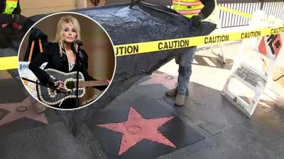 Dolly Parton Hollywood Star Vandalism Scratched Before Repairs Began