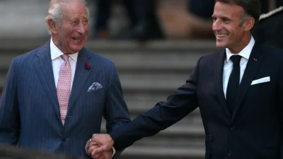 Emmanuel Macron and Charles III view Bayeux Tapestry at British Museum