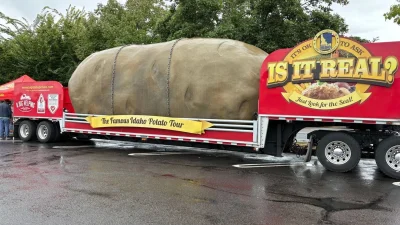 Maddux Madsen and the 4-ton potato that made its first ever stop in Eugene — a publicity stunt with a real payoff