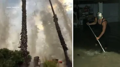 Marie Floods Long Beach Streets After Massive Waves
