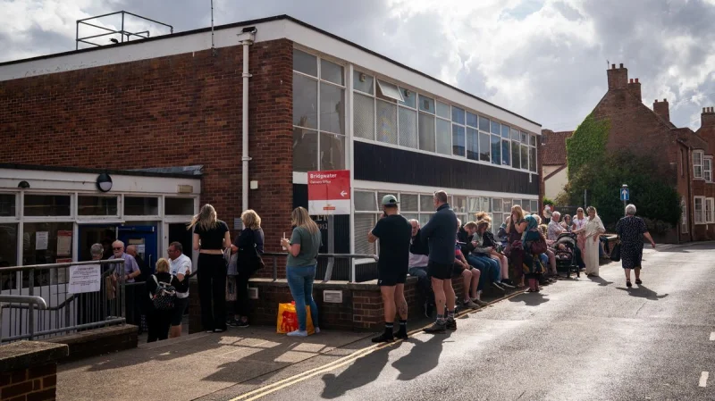 Tina Hucker queues for Royal Mail post after six-week Bridgwater delays