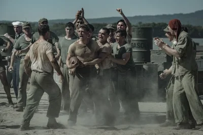 Nicholas Galitzine and Bill Skarsgård drive Mosquito Bowl trailer