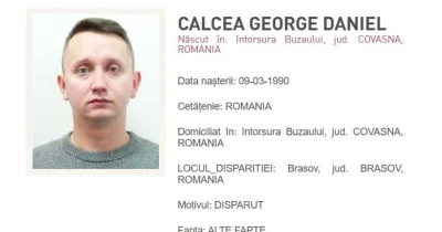 George Daniel Calcea, căutat după dispariția din 1 septembrie înainte de Vacation
