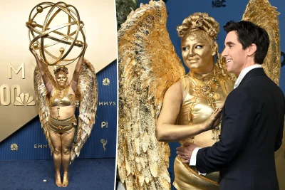Meg Stalter turns the Emmys into a life-size Emmy Award