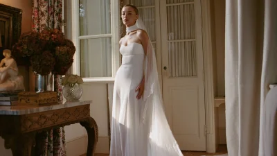 Phoebe Dynevor and Cameron Fuller frame 600-hour wedding dress reveal