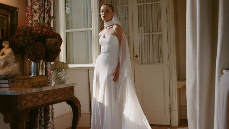 Phoebe Dynevor and Cameron Fuller frame 600-hour wedding dress reveal